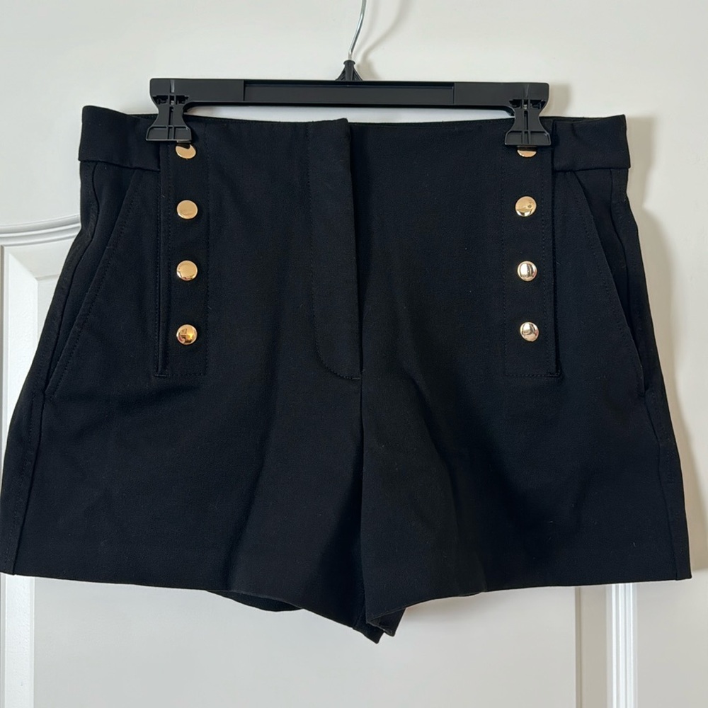 Ann Taylor Size 10 | High Waist Black Shorts with Gold Buttons